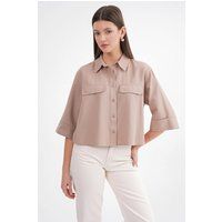 Kastige Popeline-Bluse mit Brusttaschen