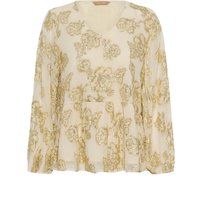 Schimmernde Peplum-Bluse mit Blumenmuster