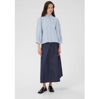 Bluse mit Rüschen-Stehkragen und Ballonärmeln