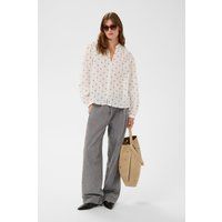 Bluse mit Stickpunkten und geradem Schnitt