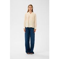 Strukturierte Bluse mit Biesen und Stehkragen