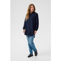 Oversized Langarm-Hemdbluse in Tunika-Länge
