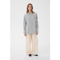 Gestreiftes Oversize-Hemd mit Ärmelstickerei