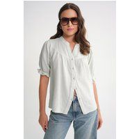 Bluse aus Leinenmischung mit Puffärmeln