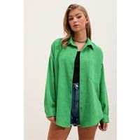 Relaxte Hemdbluse aus Leinenmix