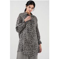 Longline-Hemd mit Leopardenmuster