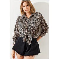 Bluse mit Leopardenmuster und Knopfleiste