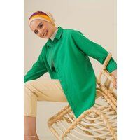 Oversized Popeline-Hemd mit Knopfleiste