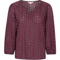 Bluse mit Lochstickerei und 3/4-Ärmeln