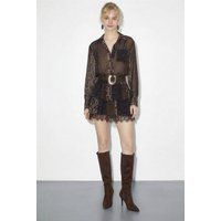 Mini-Chiffonkleid mit Spitzenbesatz und Blumenmuster