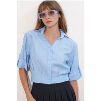 Strukturiertes Oversize-Hemd im Cropped-Look