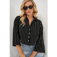 Gestreiftes Oversized Cropped-Hemd