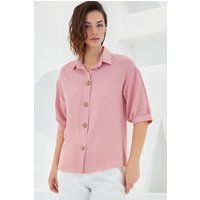 Oversize-Hemd aus Krepp mit Knopfleiste