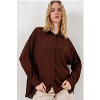 Übergroßes strukturiertes Button-Down-Hemd