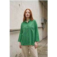 Oversized Langarmhemd aus Leinenmischung