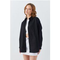 Übergroßes Button-Down Popeline-Hemd