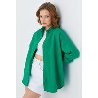 Oversized Popeline Button-Down-Hemd