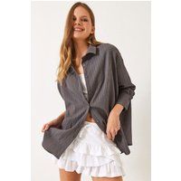 Strukturiertes Oversize-Hemd mit Knopfleiste