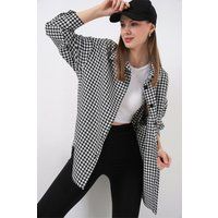 Klassisches Overshirt mit Hahnentrittmuster