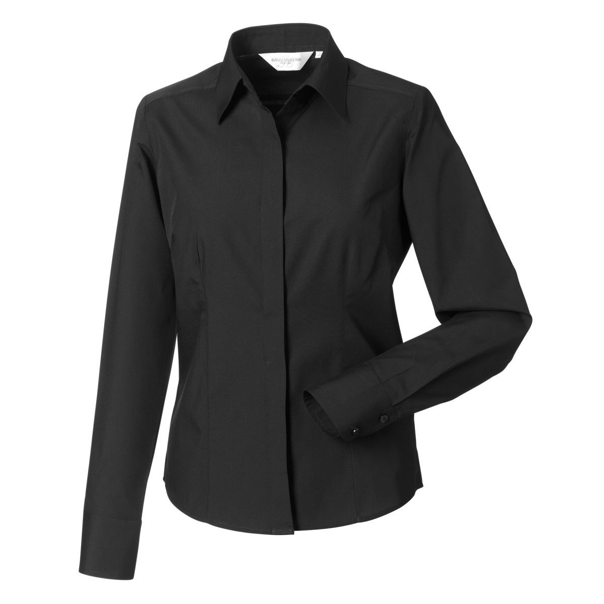 Schmal geschnittene Popeline-Bluse mit verdeckter Knopfleiste