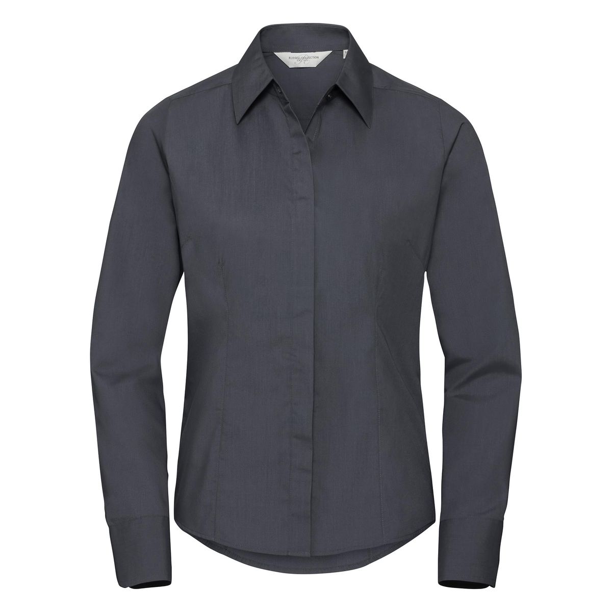 Taillierte Popeline-Bluse mit verdeckter Knopfleiste
