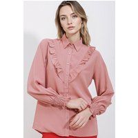 Bluse mit Rüschendetails und Knöpfung