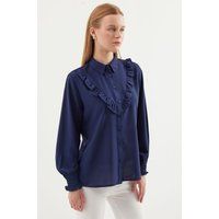 Bluse mit Rüschendetails und Knopfleiste