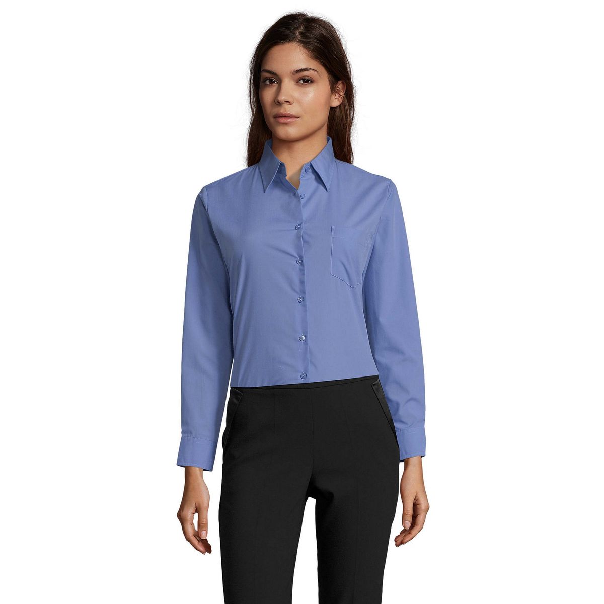 Klassische Langärmlige Popeline Business-Bluse