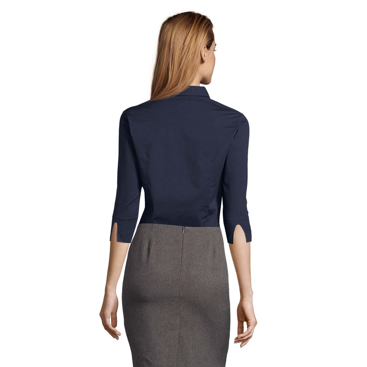 Taillierte 3/4-Arm Popeline-Bluse