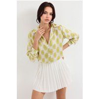 Satin-Hemd mit abstraktem Print