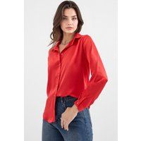 Elegante Satin-Hemdbluse mit Knopfleiste