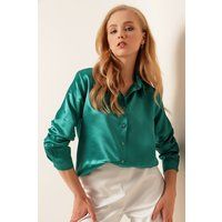 Elegante Satin-Bluse mit Knopfleiste