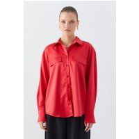 Übergroßes Satin-Utility-Hemd