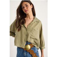 Strukturierte gestreifte Crop-Bluse