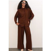 Strukturiertes Oversized Langarmhemd