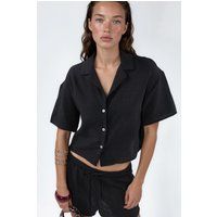 Strukturiertes Kurzarm Crop Shirt