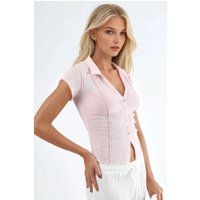 Texturiertes Kurzarm-Strickpoloshirt