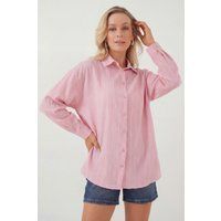 Texturiertes gestreiftes Oversized-Hemd