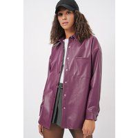Oversize-Shacket aus Kunstleder mit Knöpfen