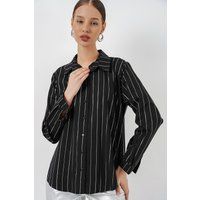 Gestreiftes Oversize-Hemd aus Krepp