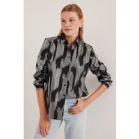 Oversized-Hemd mit abstraktem Strukturstreifen