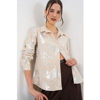 Oversized-Hemd mit Metallic-Folienprint