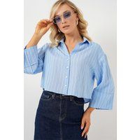Gestreiftes Oversized-Crop-Hemd