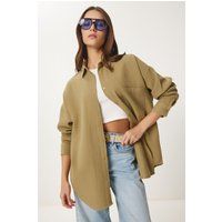 Texturiertes Oversized-Baumwollhemd