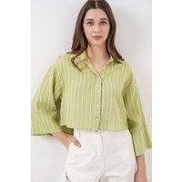 Oversized Gestreiftes Cropped-Hemd