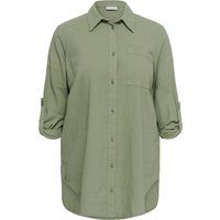 Langärmlige Tunika-Bluse mit Knopfleiste