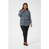 Lange Tunika-Bluse mit Blumenmuster