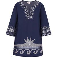 Bestickte marineblaue Boho-Tunika
