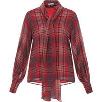 Tartan-Chiffon-Bluse mit Schluppe