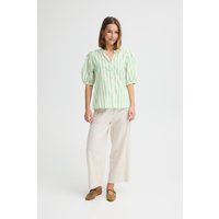 Gestreifte Boxy-Bluse mit Puffärmeln